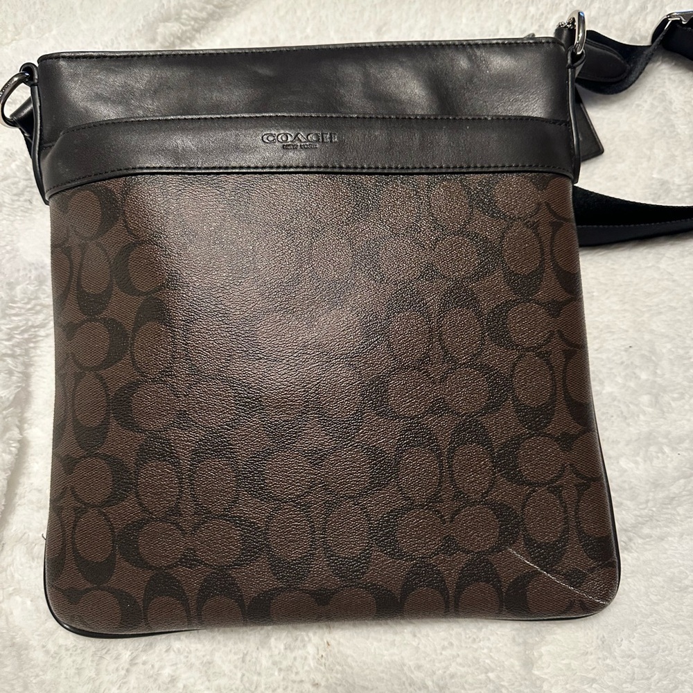 Coach Charles Crossbody Brown And Black Messenger Bag.